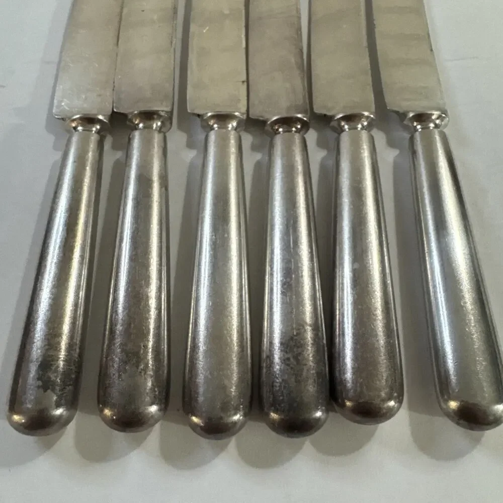 Vintage 6 Silverplate Knives Flatware - 1857 AS Co World Brand #16 Knives